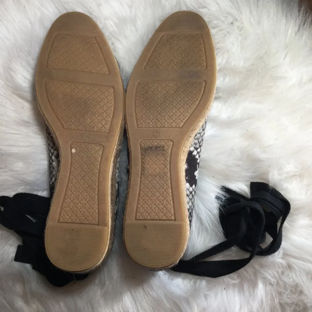 Tory Burch Heather Snakeskin Espadrille Wedge Heels Sz 7